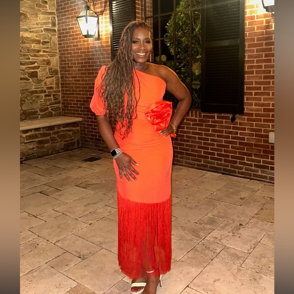 5 ⭐️ NWT Elegant Sexy White Fringe Cut Out Shoulder Dress  @The King Kouture XL - Picture 13 of 16